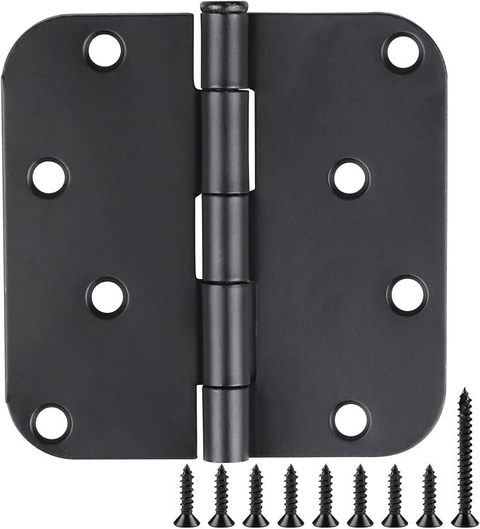 3 Pack Black Door Hinges Matte Black 4 Inch 5/8" Radius Hinges by TDCHINGES