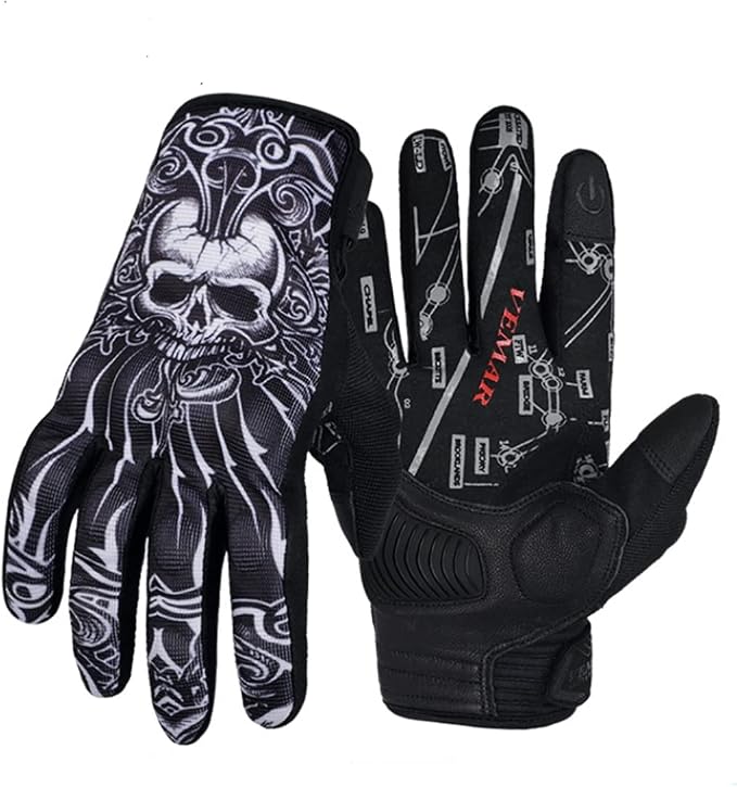 Skull Ghost Touchscreen Compatible Riding MTB Bike Gloves by EXCEREY