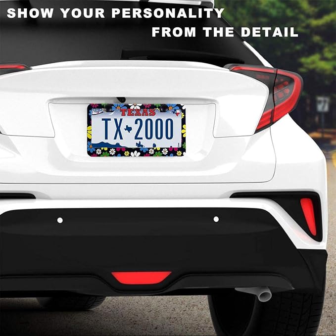 Hippie Flower License Plate Frame-2 Pack Colorful Daisy Blossom License Plate - Image 2