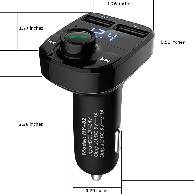 Handsfree Call Car Charger, Wireless Bluetooth FM Transmitter Radio Receiver - Image 7