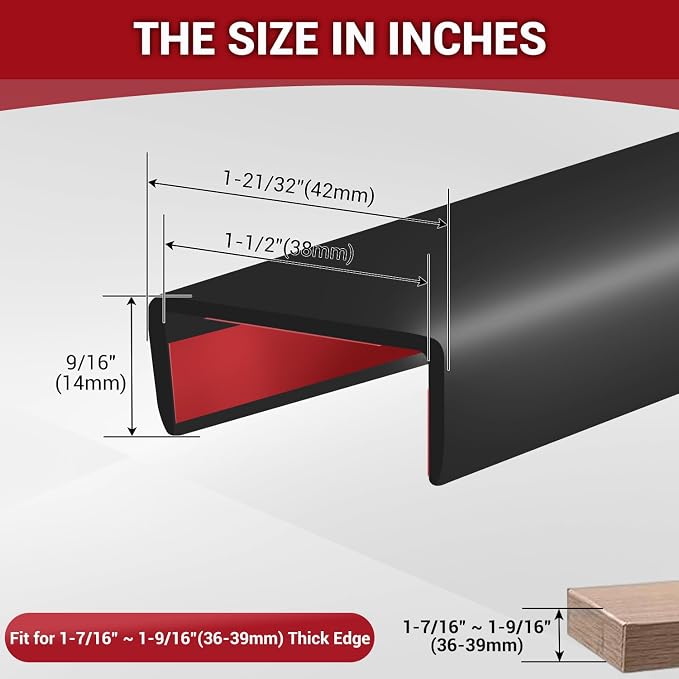 Rubber Edge Trim, Flexible Self Adhesive U Shaped Peel and Stick Edge Banding - Image 2