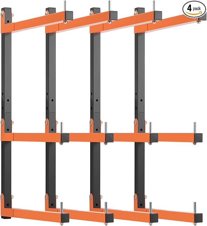 4 Pack Lumber Rack Wall Mount, Heavy Duty Wood Storage Racks, 6-Level System by Cyhwealth