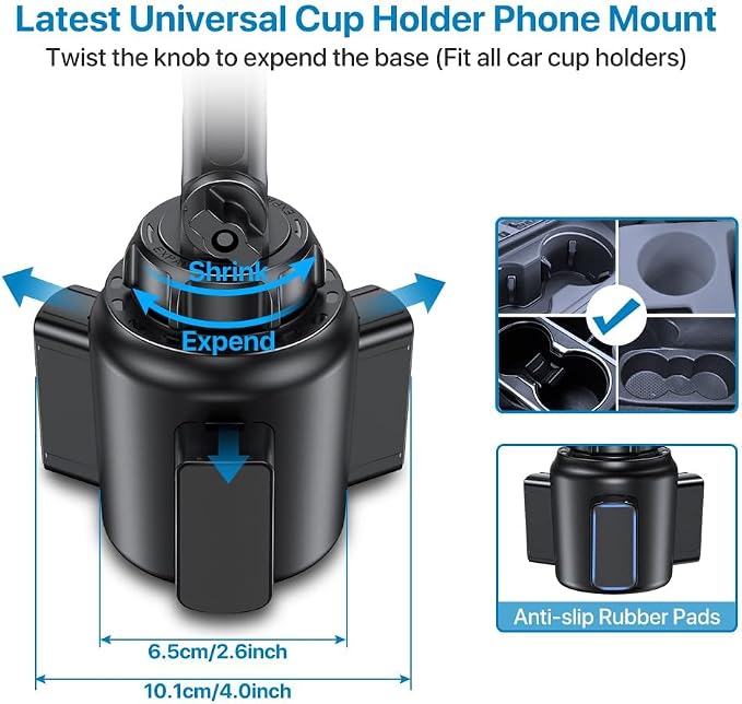 Miracase Cup Phone Holder for Car, Adjustable Long Neck Car Cup Holder Phone - Image 3