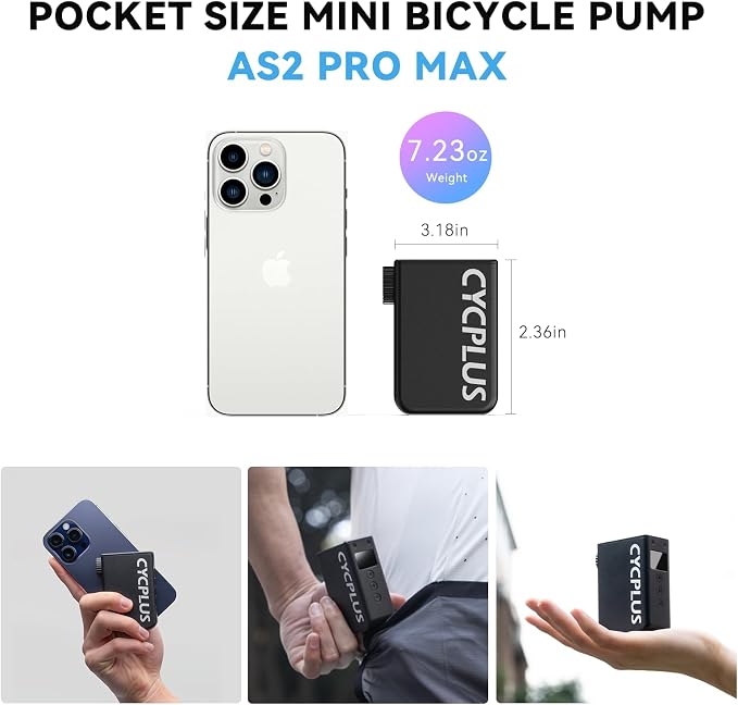 CYCPLUS Tiny Pump Mini with Gauge, Max 120 PSI Cordless Bicycle Air Pump - Image 3