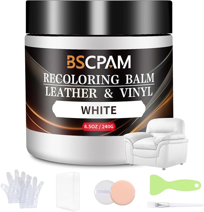 White Leather Recoloring Balm, Leather Couch Scratch/Stain Remover, Leather by BSCPAM