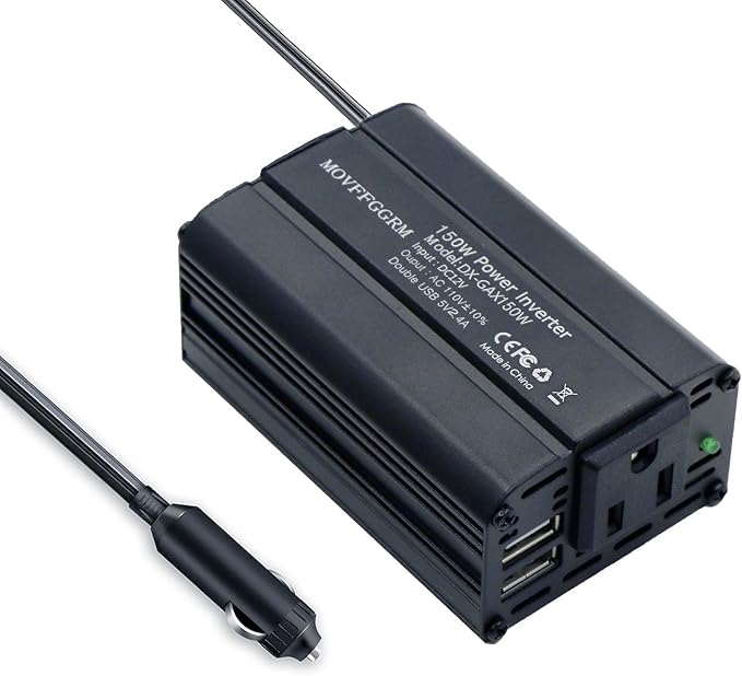 150W Power Inverter 12V DC to 110V AC Car Plug Adapter Outlet Converter by Movffggrm
