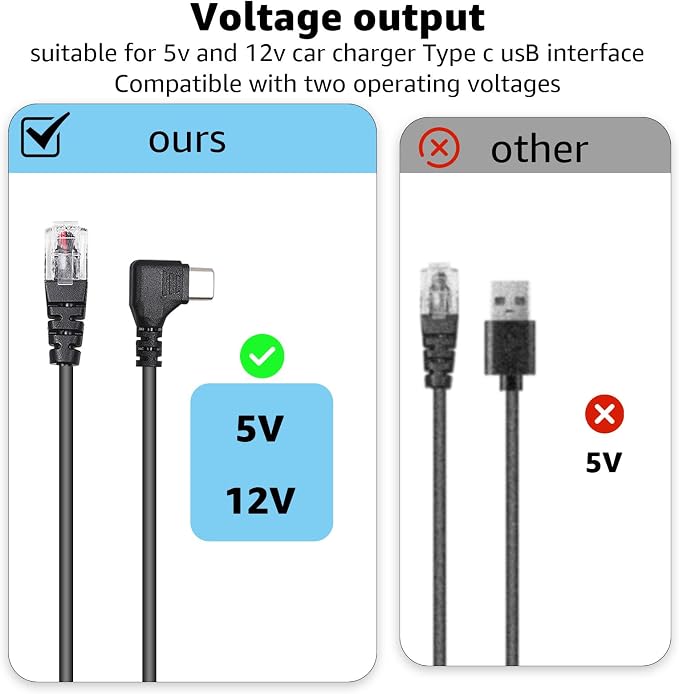 Type-c to RJ11 Radar Detector Power Cable, DC 5V-12V Power Cable Replacement - Image 2