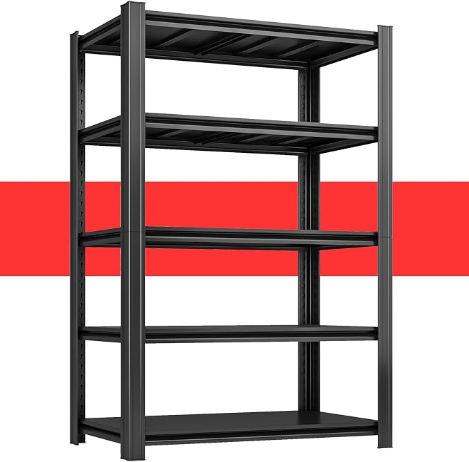 84" H x 47.24" W 5 Tier Metal Garage Shelves, 3000 LBS Adjustable Storage by SYLOUGH