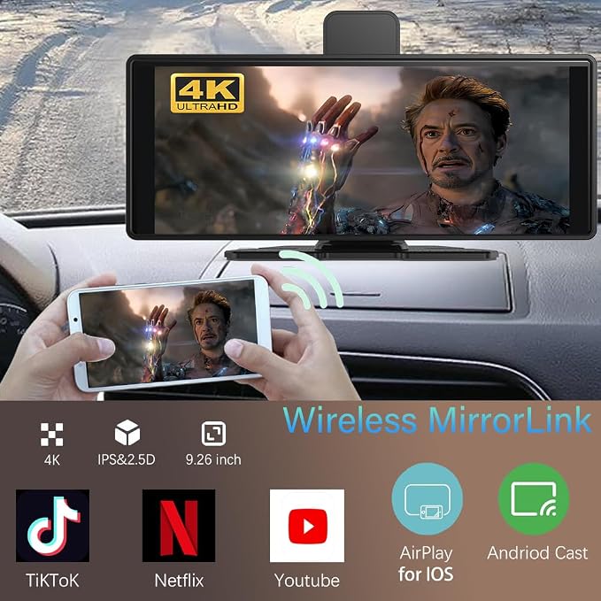 Wireless Carplay Screen for Car 10.26" 4K 360 Rotation Dash Cam Carplay&Android - Image 5