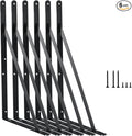 6 Pack L16 x H 10" Black Heavy Duty Shelf Brackets by MHMYDZ
