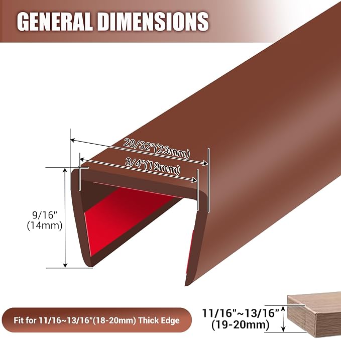 Rubber Edge Trim, Flexible Edge Banding, 3/4" U Channel Furniture Edge Protector - Image 2