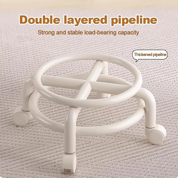 Low Rolling Stool with Wheels, Mini Rolling Garage Stool with Back Support - Image 4