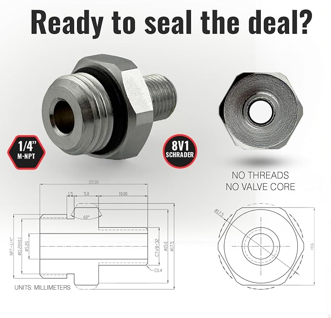 Self-Sealing Tire Inflator Adapter – 1/4” NPT Male to Schrader Valve, Leak-Free - Image 7