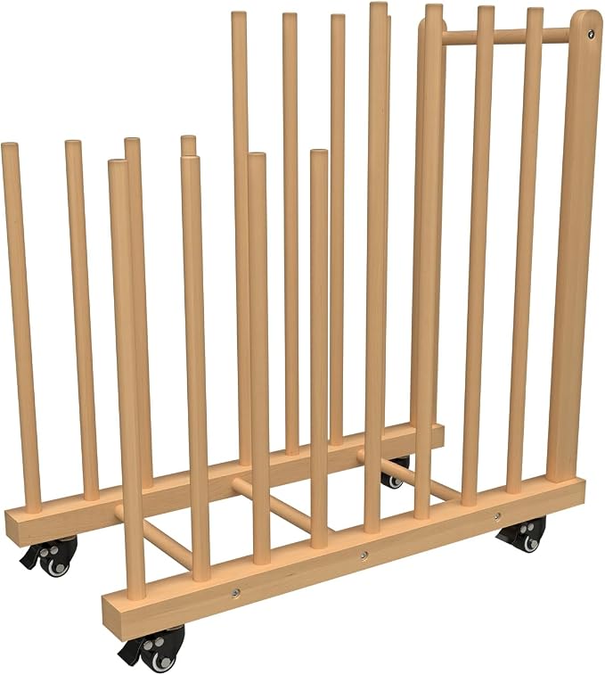 Art Storage Rack with Handle&Caster Wheels, Wooden Art Canvas Storage Stand by Unknown