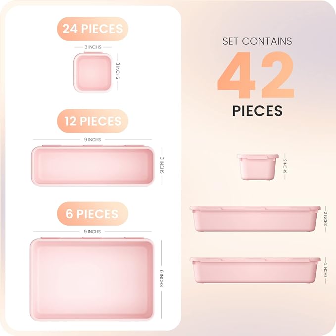 A-LuGei 【】【Pink】 Tool Box Organizer Tray Divider Set, Desk Drawer - Image 7