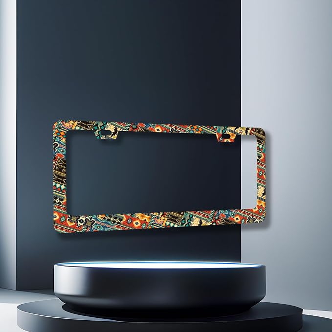Ethnic Tribal Texture License Plate Frame Boho License Plate Holder Stainless - Image 3