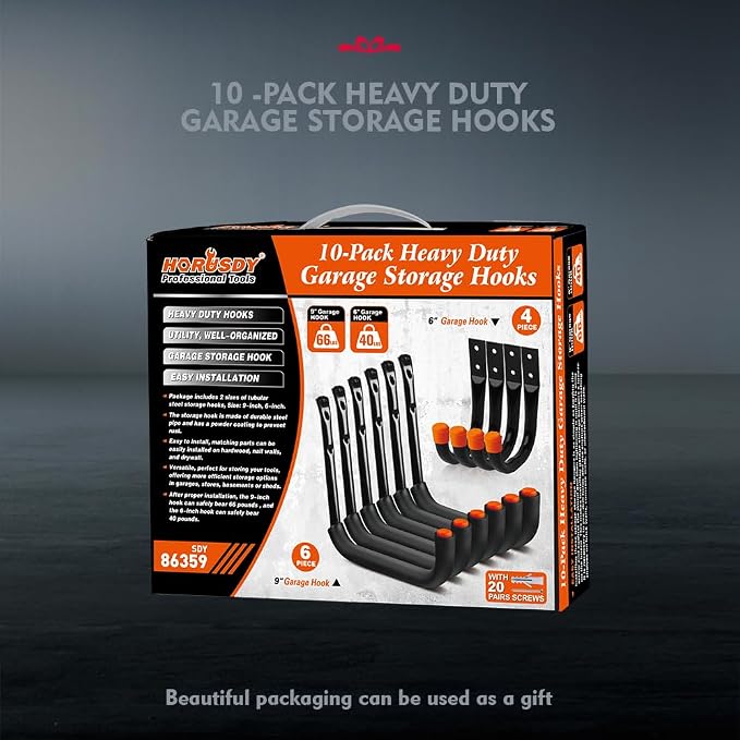HORUSDY 10-Pack Garage Hooks, Utility Hook, Kayak and Hanging Ladders - Image 2