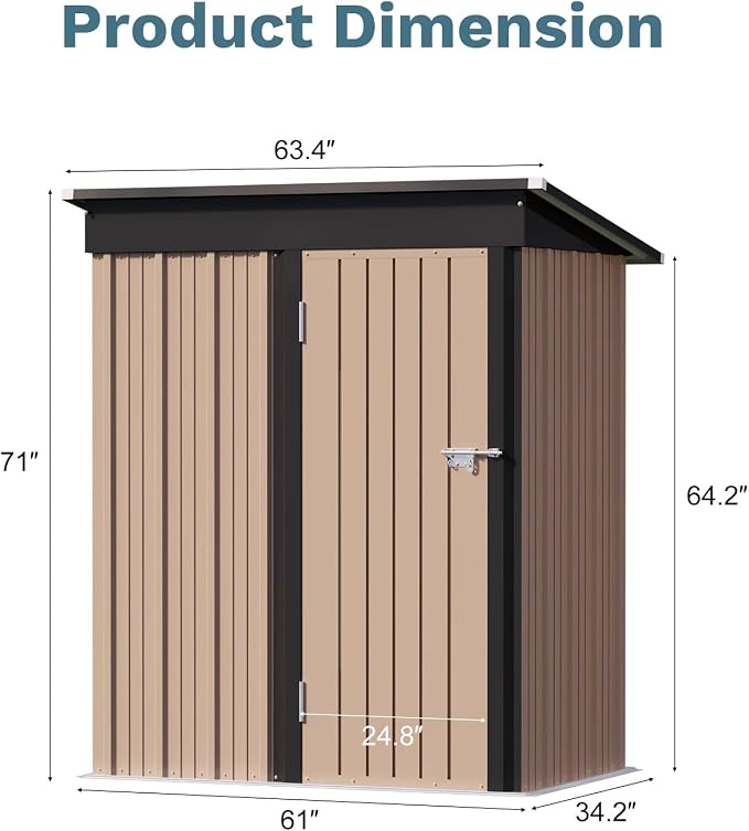 Greesum 5×3FT Outdoor Storage Shed, Metal Patio Storaged Sheds - Image 3