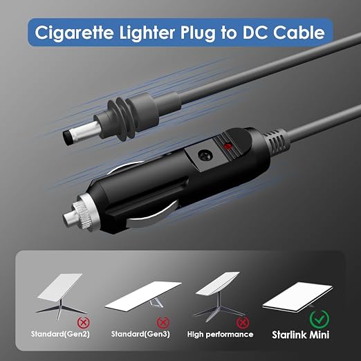 Starlink Mini Car Adapter Cable, 12V Cigarette Lighter to DC Power Cord - Image 5