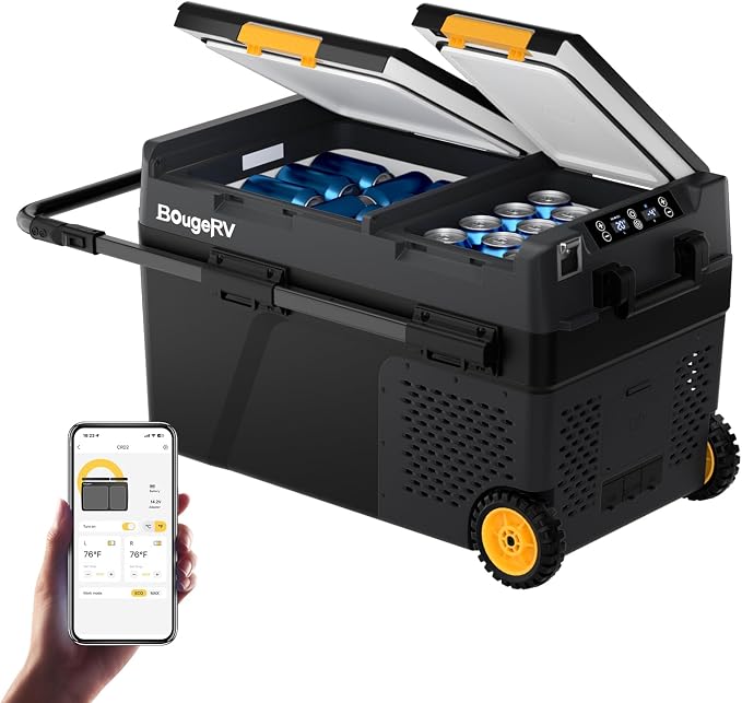 BougeRV 12 Volt Car Refrigerator, CRD2 43 Quart Portable Fridge Freezer by BougeRV