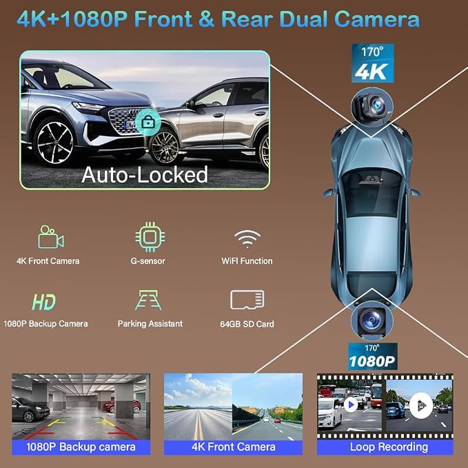 Wireless Carplay Screen for Car 10.26" 4K 360 Rotation Dash Cam Carplay&Android - Image 6