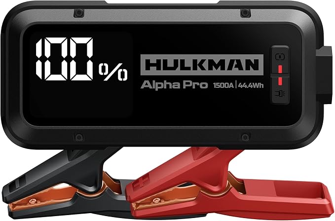 Hulkman Alpha Pro Solid Black, 1500A 44.4Wh Car Jump Starter Portable, by Hulkman