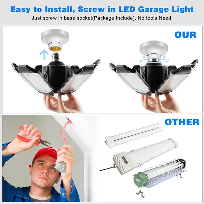 Garage Lights - 2Pack Super Bright 32000LM LED Garage Ceiling Light 6500K LED - Image 5