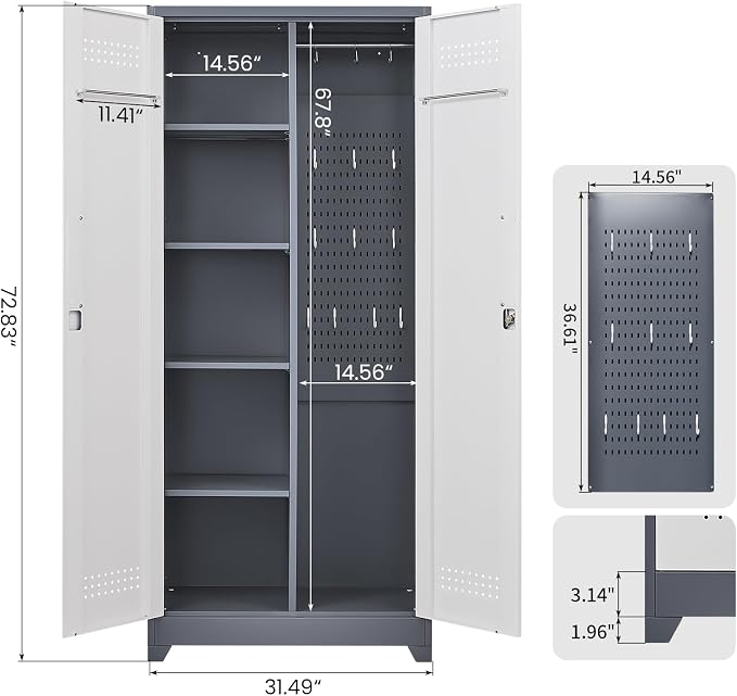 GREATMEET 72.8" Broom Storage Cabinet, Utility Cabinets - Image 3
