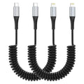 Coiled USB C to Lightning Cable, 2 Pack Retractable iPhone Charging Cable by PEAKLIFT