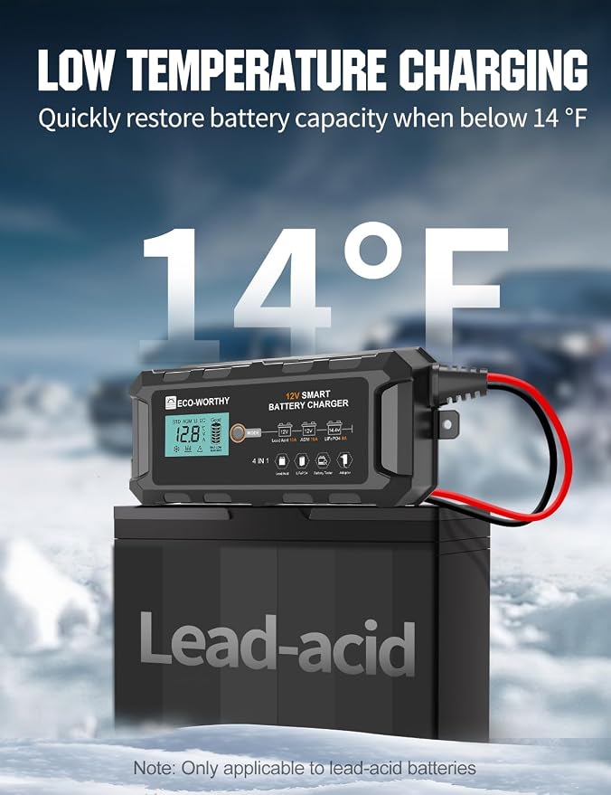 ECO-WORTHY 10A Lifepo4 Battery Charger 12V, Smart Car Battery Charger - Image 8