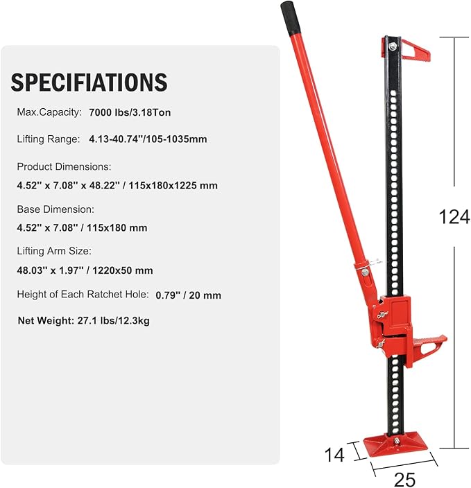 Multi-Functional Lift Jack, Farm Jack Heavy Duty Off Road, - Image 5