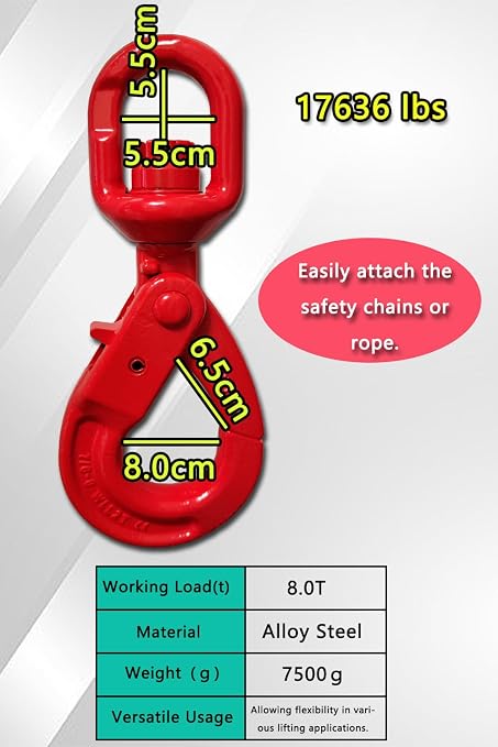 Swivel Self-Locking Hook 17636 lbs Heavy Duty Swivel Lifting Hook Swivel - Image 7