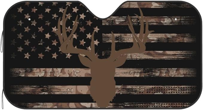 American Flag Camouflage Car Windshield Sunshade Front Window Sun Visor - Image 9