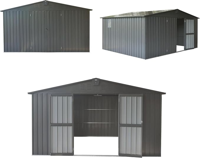 IKERY Large Galvanized Steel Storage Shed - Image 6