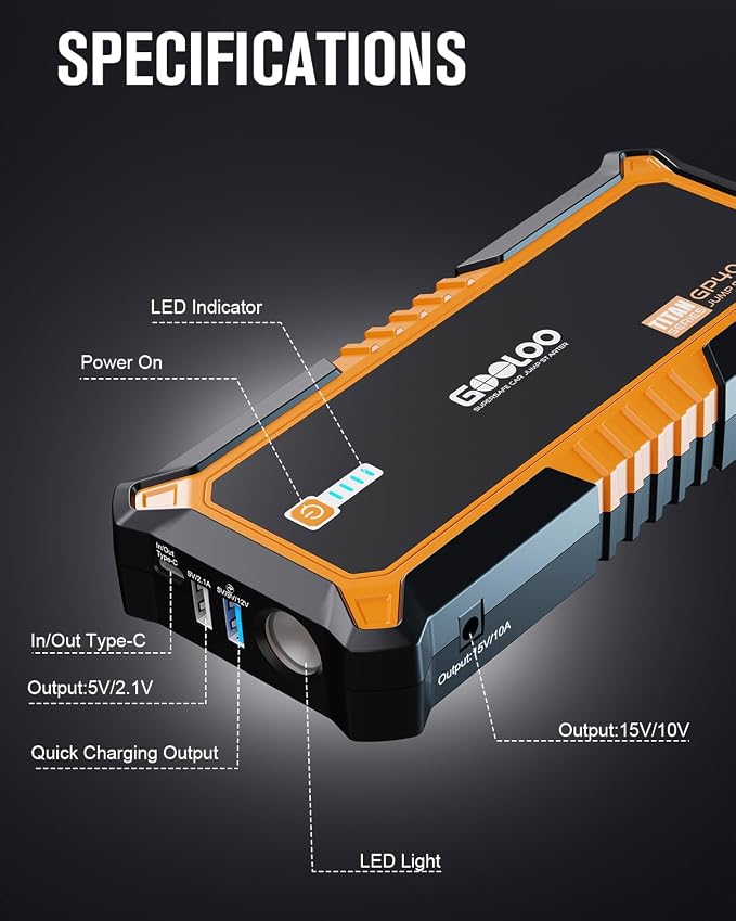 GOOLOO 4000A Peak Car Jump Starter 12V Auto Battery Booster SuperSafe Lithium - Image 6