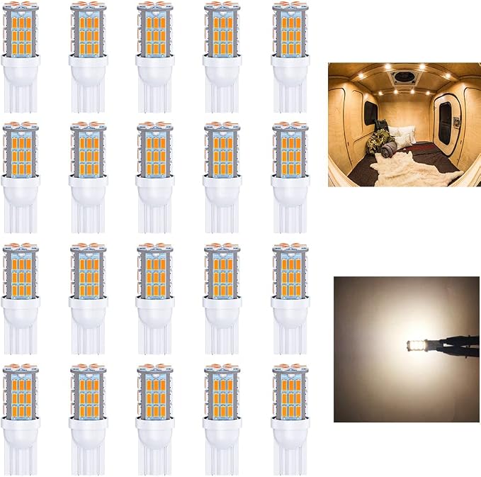 T10 921 194 168 LED Bulbs Warm White 20-Packs, Super Bright 3014 42-SMD LED by Antline