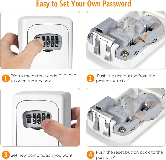 Key Lock Box Wall Mounted, Fayleeko 4 Digit Combination Lockbox - Image 5