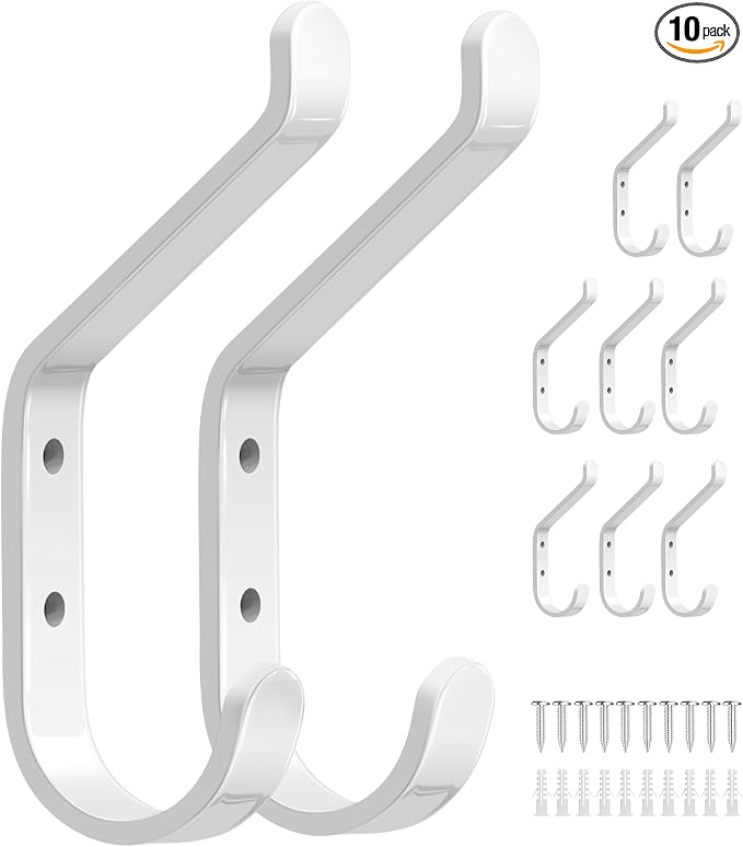 10-Pack Coat Hook for Hanging, Stainless Wall Hooks for Towel, Wall Mounted by susswiff