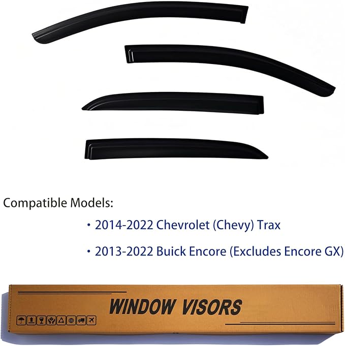 Window Visors Rain Guards fits 2013-2022 Buick Encore, Out-Channel Window Wind - Image 2