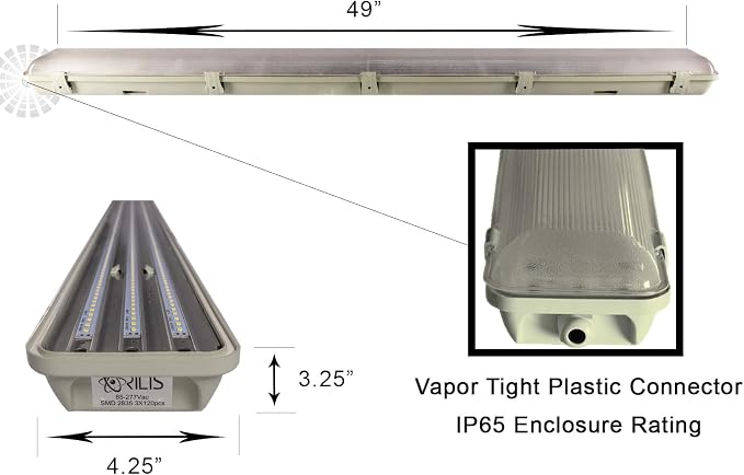 4 FT 6500K 72W LED Vapor Tight Lights | Commercial Indoor/Outdoor Hardwired - Image 4