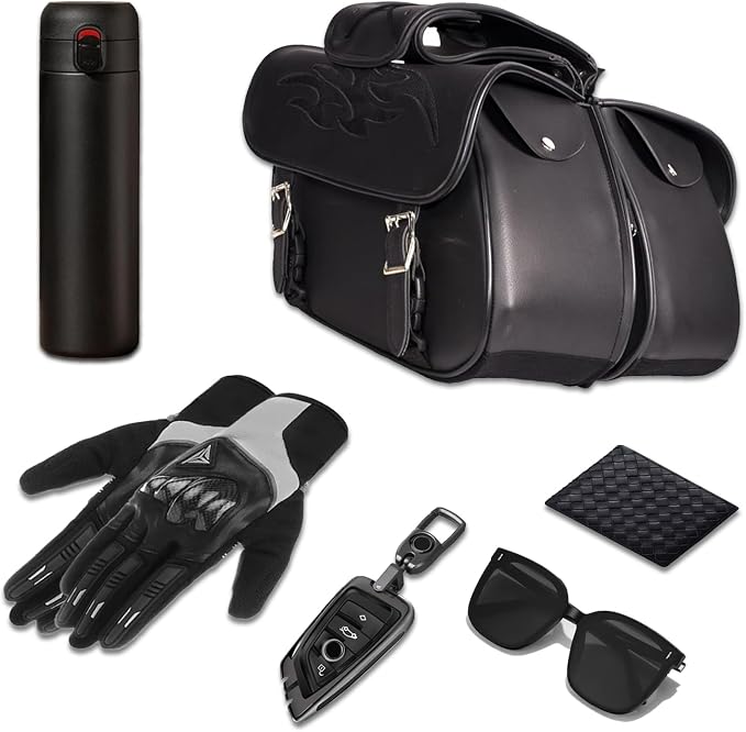 GARGOYLE BELLS Motorcycle Saddle Bags Leather Motorcycle Luggage Bag - Image 5