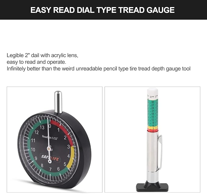 SAFELIFE Tire Tread Depth Gauge, Dial Type Tire Tread Depth Gauge Professional - Image 6