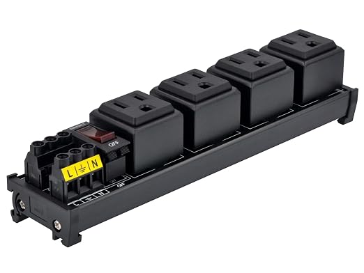 DIN Rail Mount AC 120V NEMA 5-15R 4 Receptacles Outlet Power Strip Module - Image 2