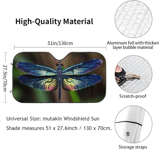 Dragonfly Car Windshield Sunshade Front Window Sun Visor Protector Foldable - Image 3