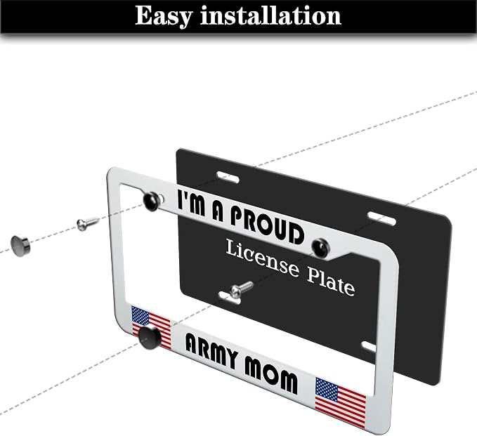 License Plate Frame Holder Black and White License Plate Frames I’m a Proud - Image 7