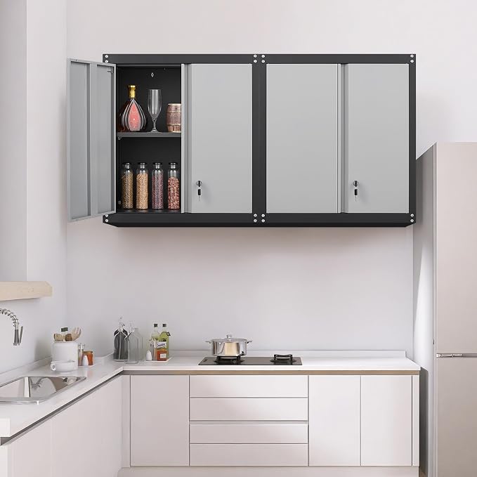 GREATMEET Lockable Storage Cabinet, Metal Garage Storage Cabinets, Metal Wall - Image 2