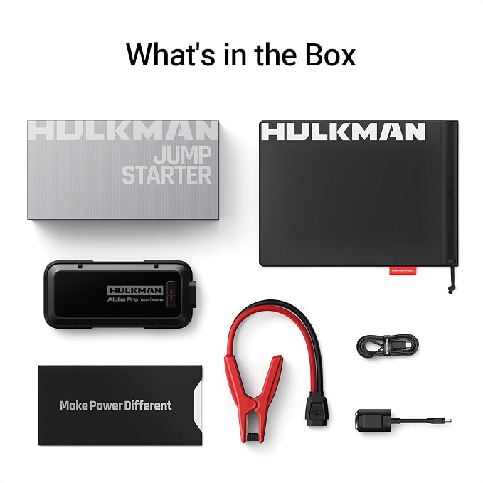 Hulkman Alpha Pro Solid Black, 1500A 44.4Wh Car Jump Starter Portable, - Image 9