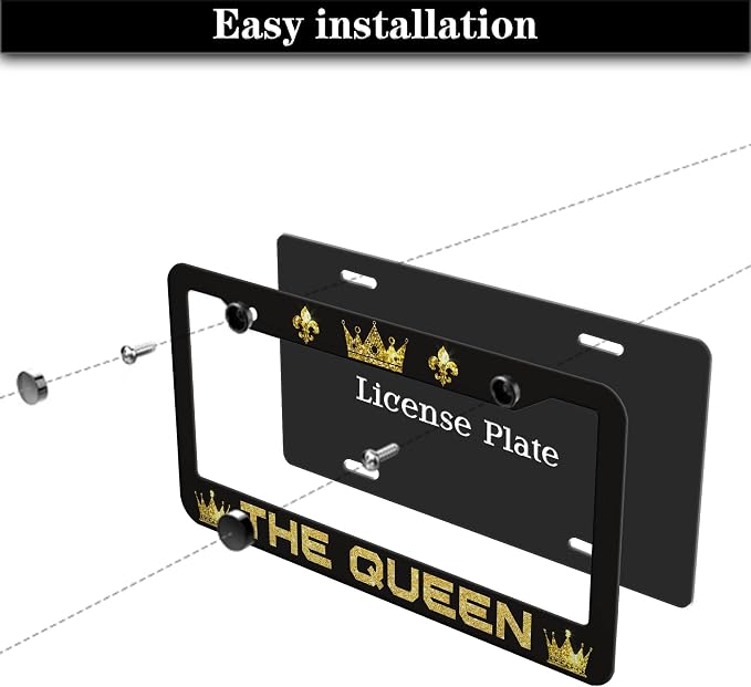 License Plate Frames Black Yellow Automotive Exterior Accessories The Queen - Image 7