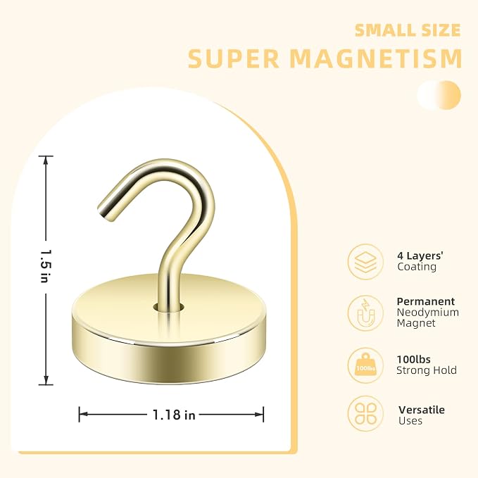 Neosmuk Magnetic Hooks, Cruise Ship Essentials, 100lb+ Heavy Duty Magnetic Hooks - Image 4