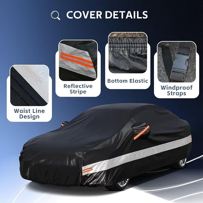 10 Layers Car Cover Custom Fit for Toyota Corolla Sedan Waterproof All Weather - Image 4
